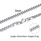 1/2/3mm Box Chain Necklaces for Men Women,Delicate Square Stainless Steel Chains Links Collars,Jewelry Gift 18To24 Inch