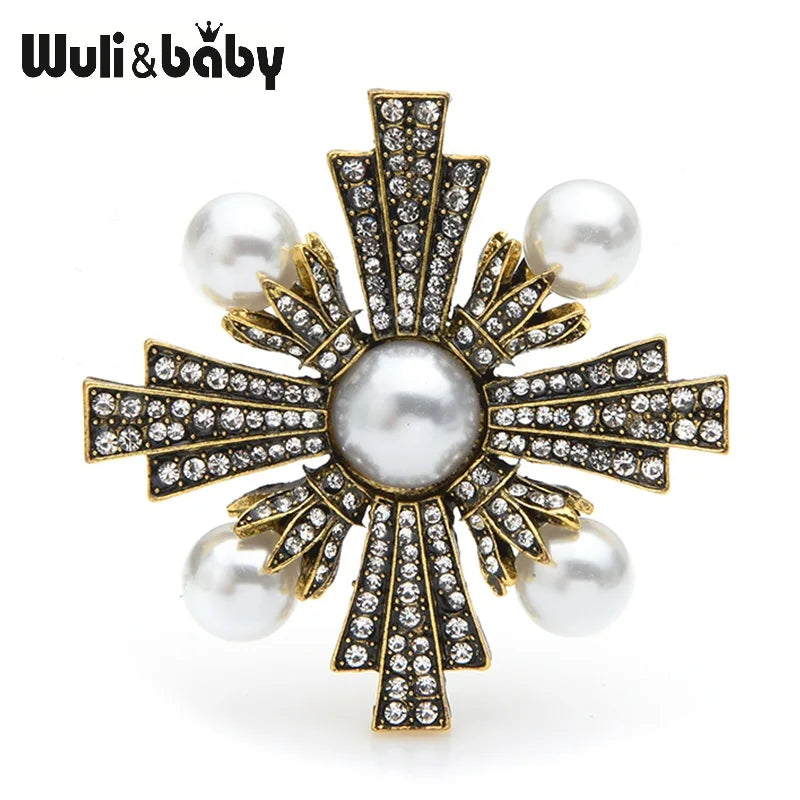 PENDRA Royale Pearl Cross Palace Brooch