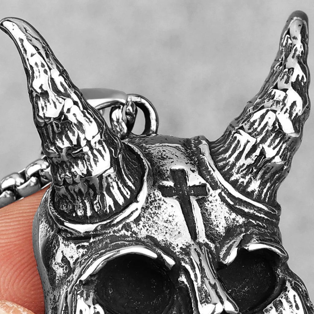 Fallen Angel Lucifer Cross Stainless Steel Men Necklaces Pendant Chain Punk for Boyfriend Male Jewelry Creativity Gift Wholesale