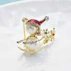 PENDRA Snowjoy Enamel Skiing Snowman Brooch