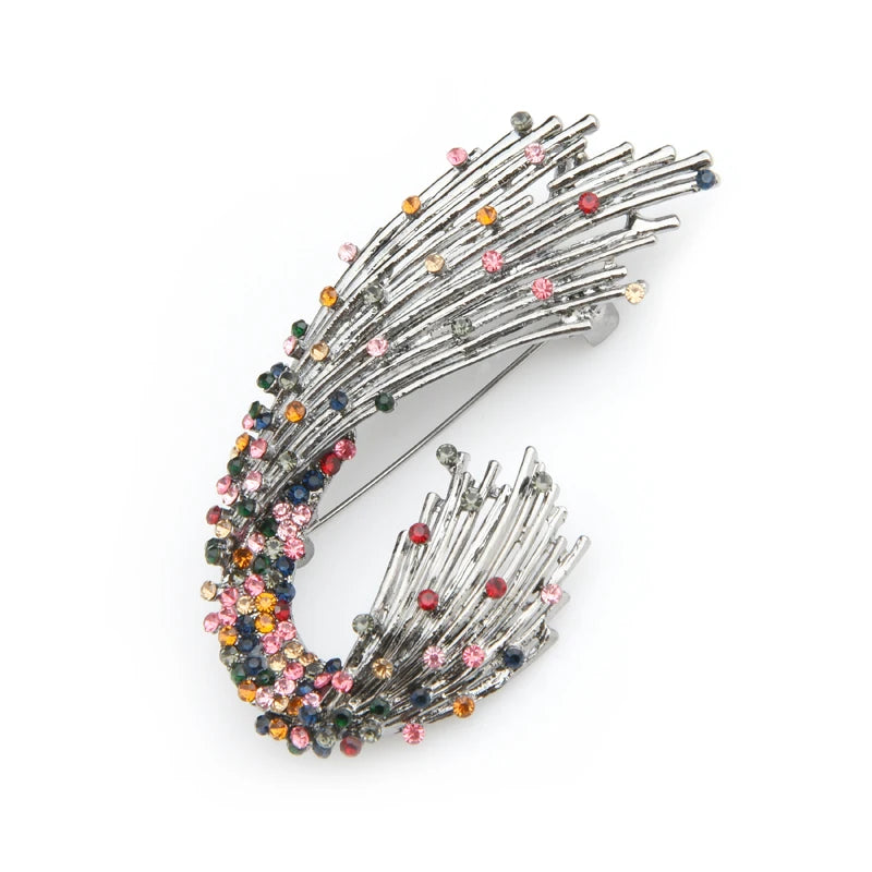 PENDRA Prismara Multicolor Rhinestone Geometric Brooch