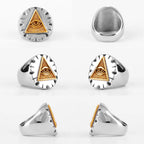 PENDRA Freemason Illuminati Triangle Steel Ring