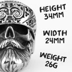 Big Beard Hippie Skull Stainless Steel Mens Rings Punk Hip Hop Cool for Male Boyfriend Biker Jewelry Creativity Gift Wholesale