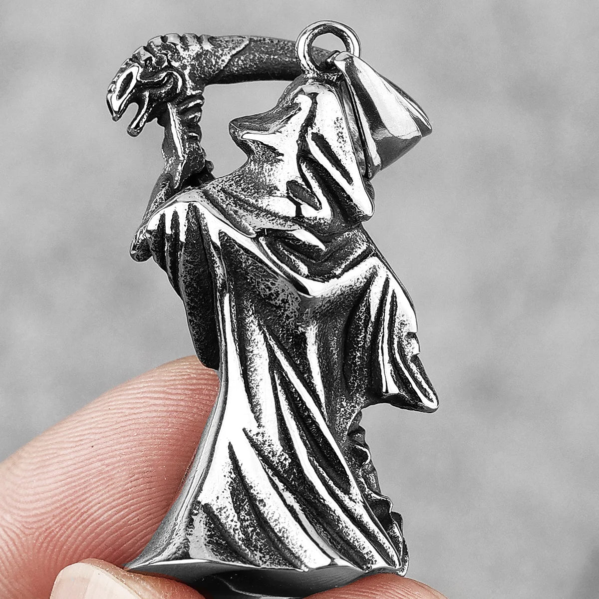PENDRA Grim Reaper Scythe Steel Necklace