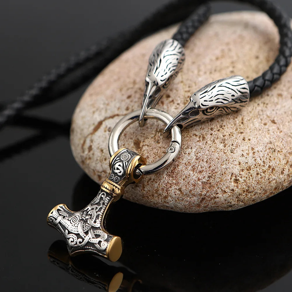 PENDRA Crow Norse Steel Necklace
