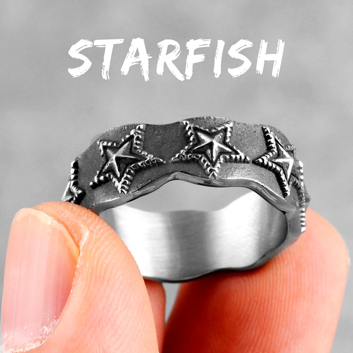 PENDRA Starfish Stars Wedding Steel Ring