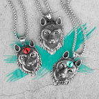 Animal Wolf Red Blue Eye Stainless Steel Men Necklaces Pendants Chain Cool for Boyfriend Male Jewelry Creativity Gift Wholesale