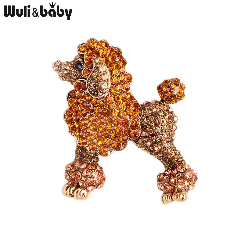 PENDRA Poodleglow 2-Color Rhinestone Poodle Dog Brooch