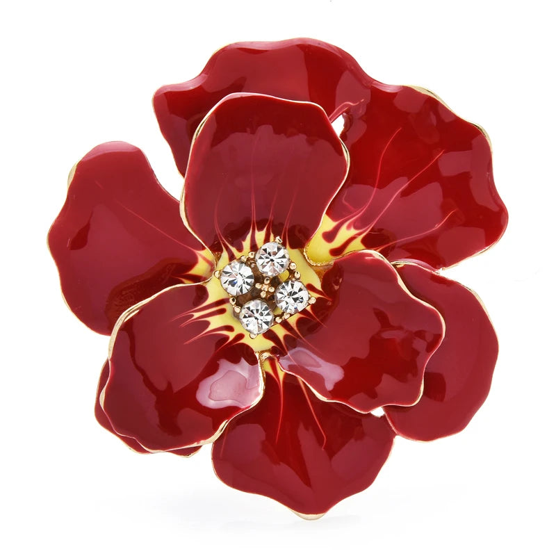PENDRA Azurea Large Blue Enamel Flower Brooch