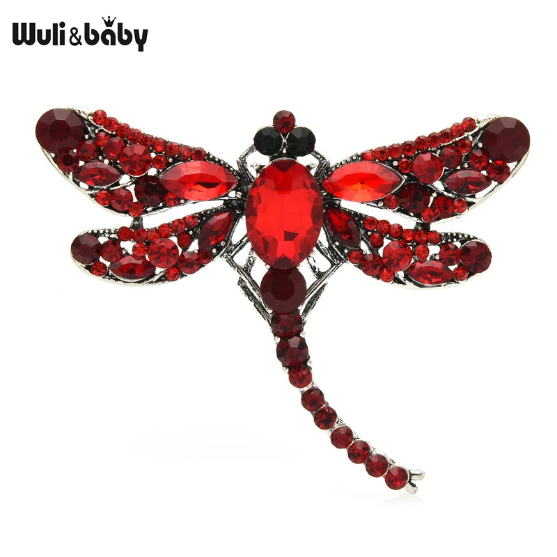 Wuli&baby Smaller Size Crystal Dragonfly Brooches Women 6-color Classic Beauty Insects Party Office Brooch Pins Gifts