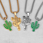 Trendy Cactus INS Style Stainless Steel Men Women Necklaces Pendants Chain for Boy Girlfriend Jewelry Creativity Gift Wholesale