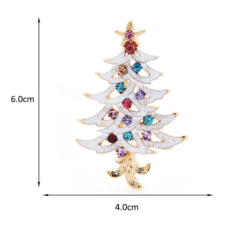 PENDRA Noelina Enamel Rhinestone Christmas Tree Brooch