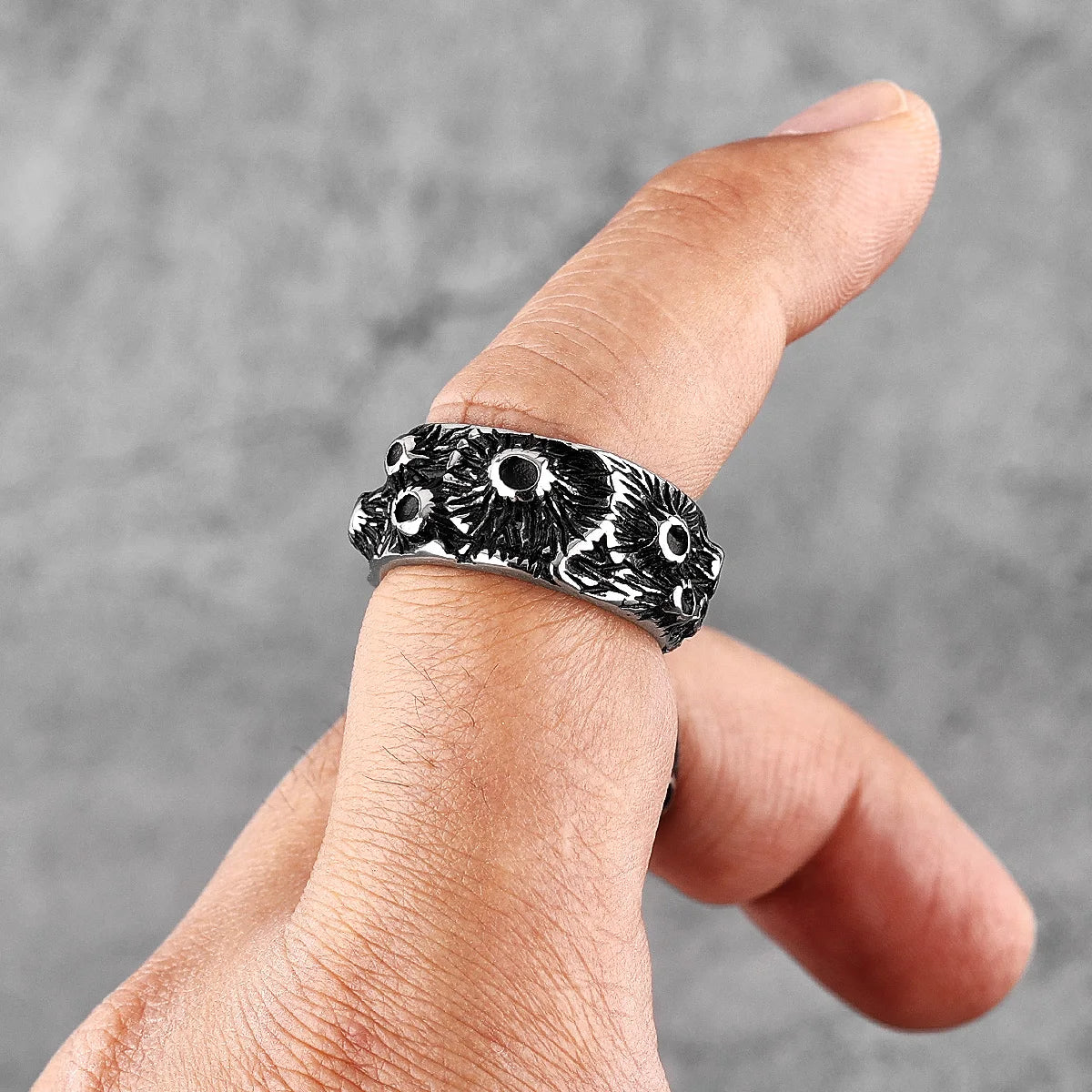 PENDRA Lunar Surface Moon Steel Ring