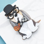 PENDRA Acrylic With Pipe Cool Dog Brooch
