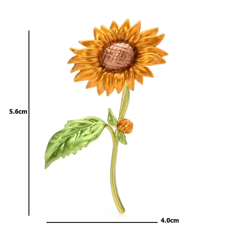 PENDRA Solara New Enamel Sunflower Brooch