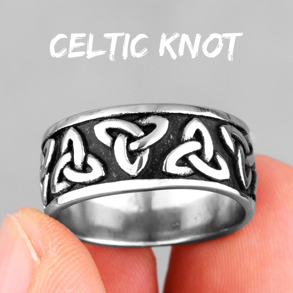 PENDRA Celtic Knot Weave Steel Ring