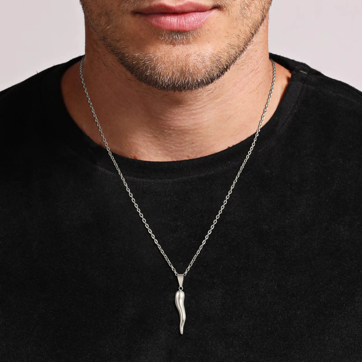 ITALIAN HORN Necklace , Stainless Steel Italian Cornicello Charm Pendant Necklaces, Unisex Men and Women Jewelry