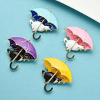 PENDRA Cute Cat Under Umbrella Brooch