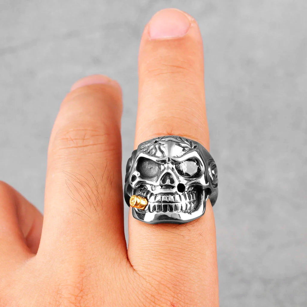 PENDRA Smoker Soldier Skull Steel Ring