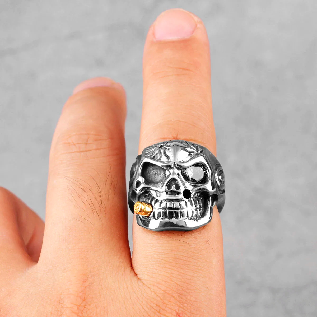 PENDRA Smoker Soldier Skull Steel Ring