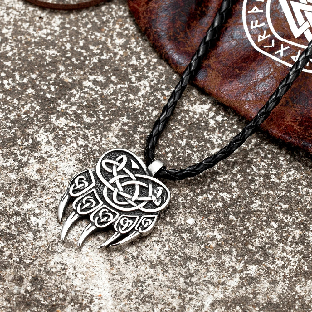PENDRA Bear Claw Rune Steel Necklace