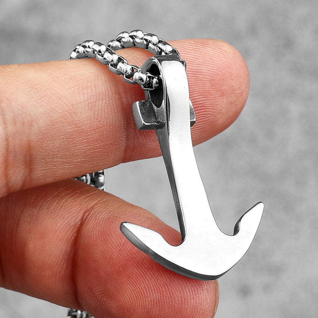 PENDRA Cutting Anchor Boyfriend Steel Necklace