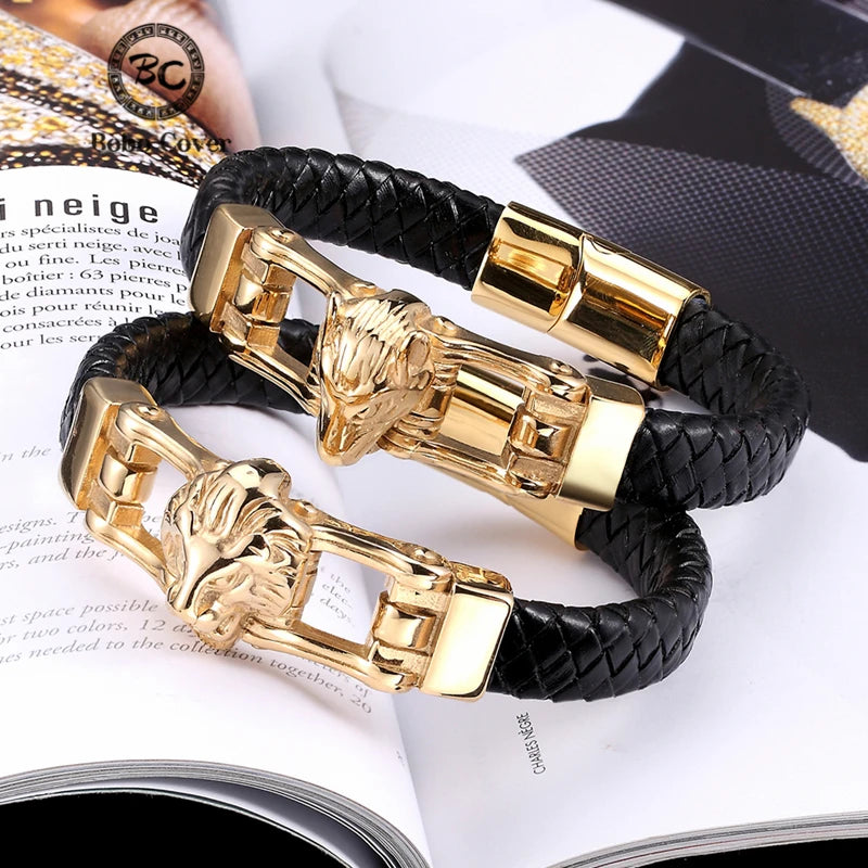 PENDRA Wolf Gold Steel Bracelet