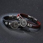 POKER BROWN LEATHER CUFF BRACELET MEN'S MULTILAYER WRAP WRISTBAND FRIENDSHIP VINTAGE BIKER PLAYING CARD POKER BANGLE MEN JEWELRY