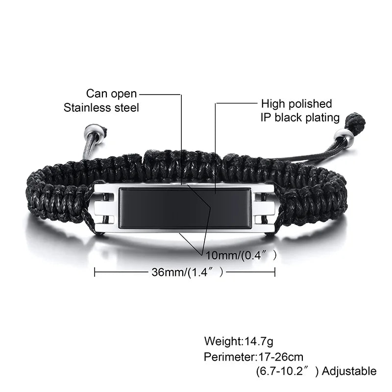 Ashes Bracelet,Men's Cremation Urn Braided Bracelet, Ashes Jewelry for Him,Stainless Steel Men's Urns Gift