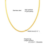 Snake Necklace Men,Gold Color Flat Snakes Chain Necklaces Layering Simple Herringbon Link Choker Men Women Jewelry 38cm - 60cm