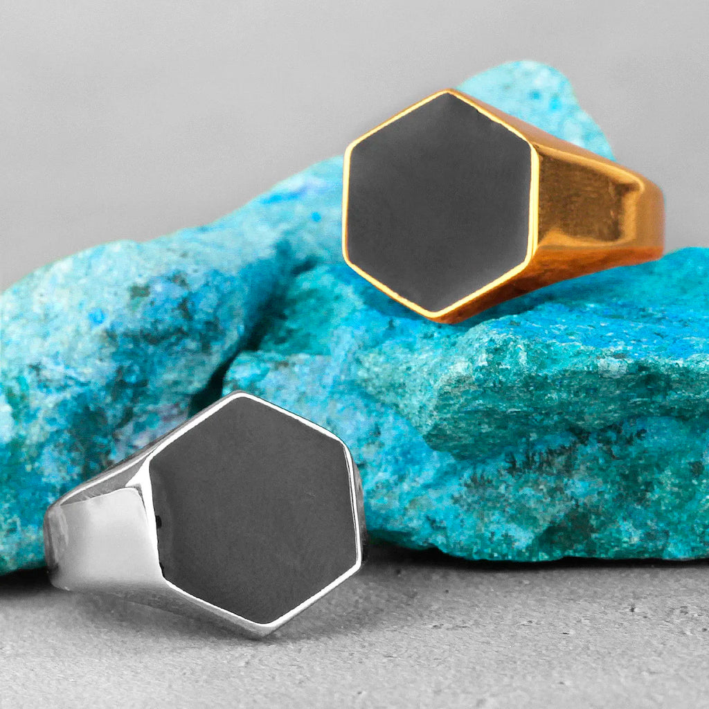 PENDRA Hexagon Rhombus Boyfriend Steel Ring