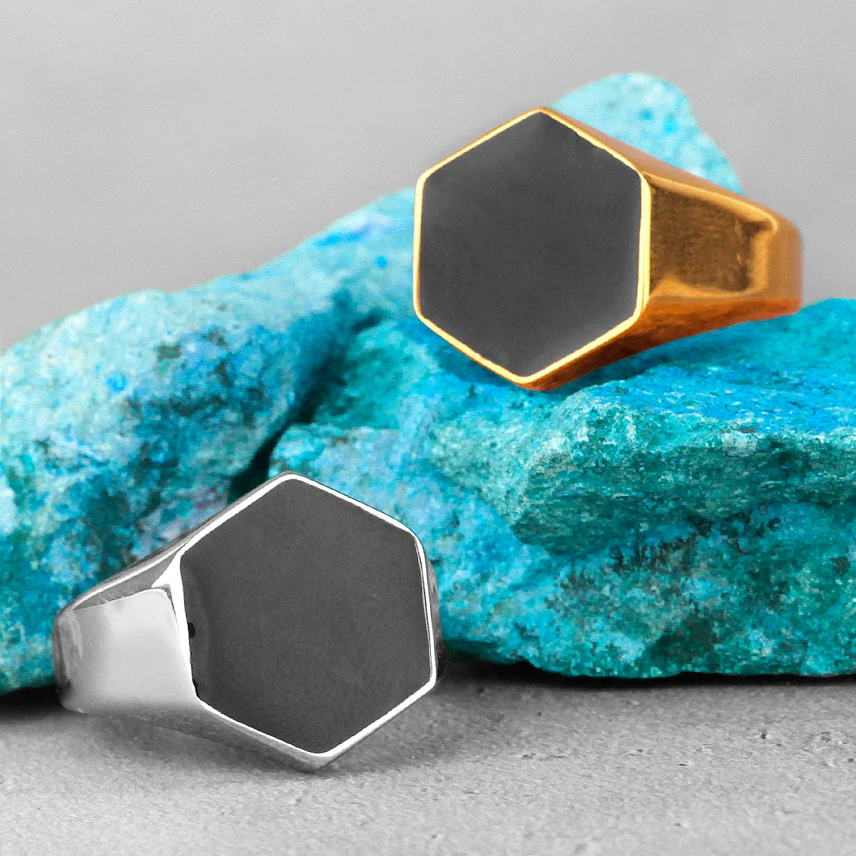 PENDRA Hexagon Rhombus Boyfriend Steel Ring