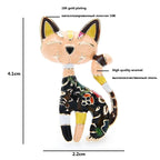 PENDRA Floral Cat Enamel Brooch