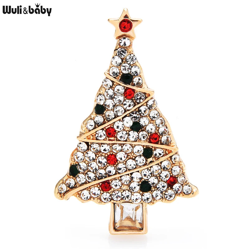 PENDRA Noelle Rhinestone Christmas Tree Brooch