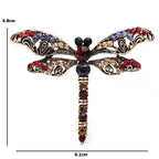 PENDRA Rhinestone Green Red Dragonfly Brooch