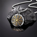 PENDRA Viking Trident Gold Steel Necklace