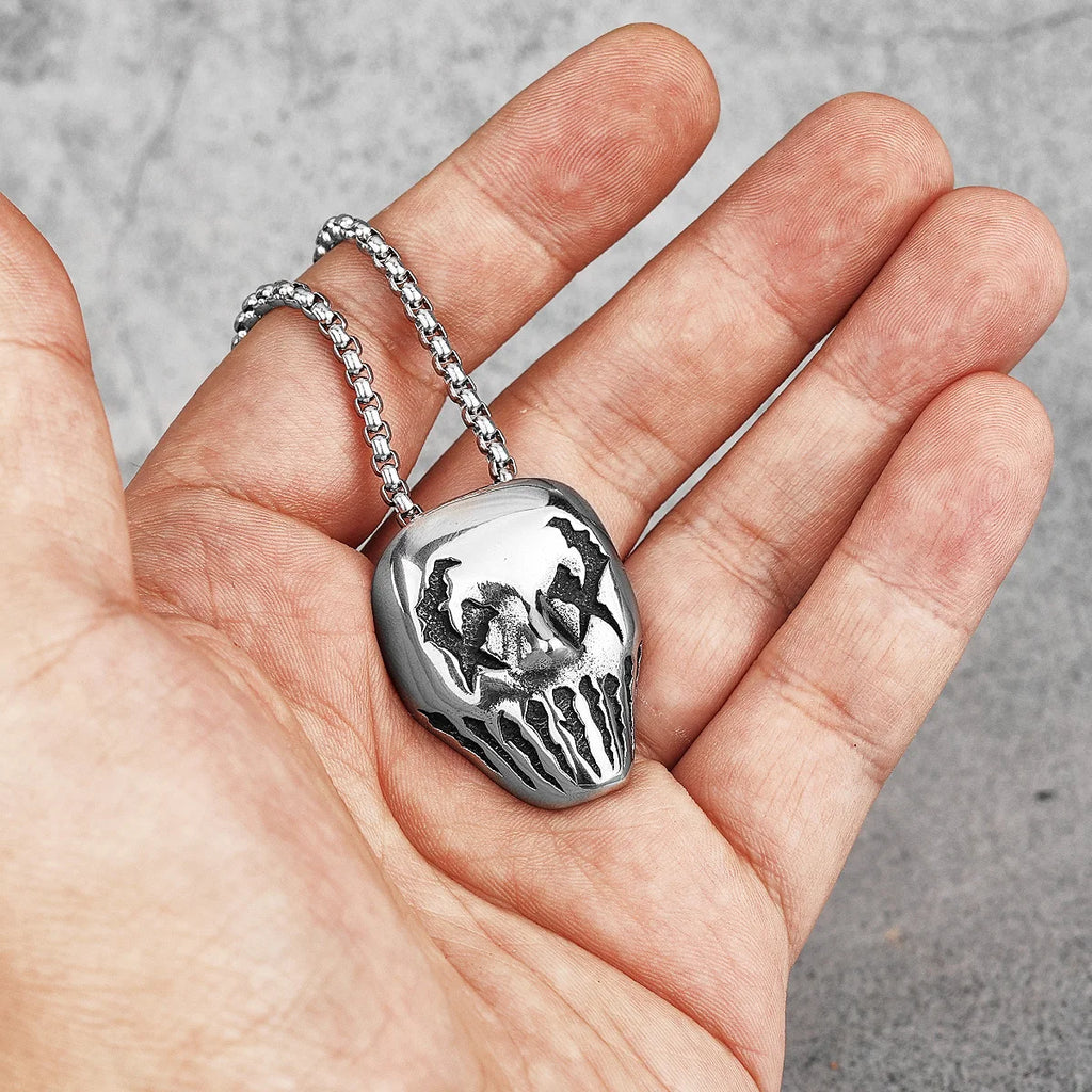 Demon Clown Mask Stainless Steel Men Necklaces Pendants Chain Gothic Punk for Boyfriend Male Jewelry Creativity Gift Wholesale