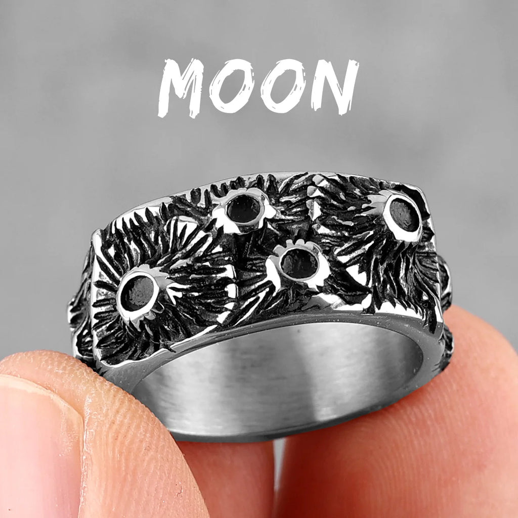 PENDRA Lunar Surface Moon Steel Ring