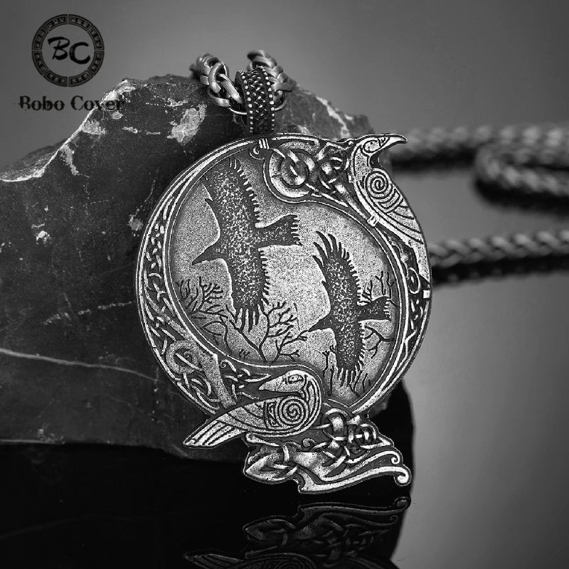 PENDRA Crow Norse Vegvisir Necklace