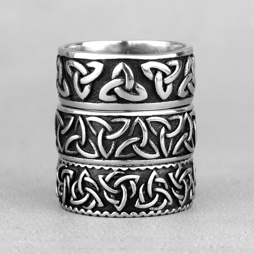 PENDRA Celtic Knot Weave Steel Ring