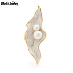 PENDRA Pearl Shell Enamel Flower Brooch