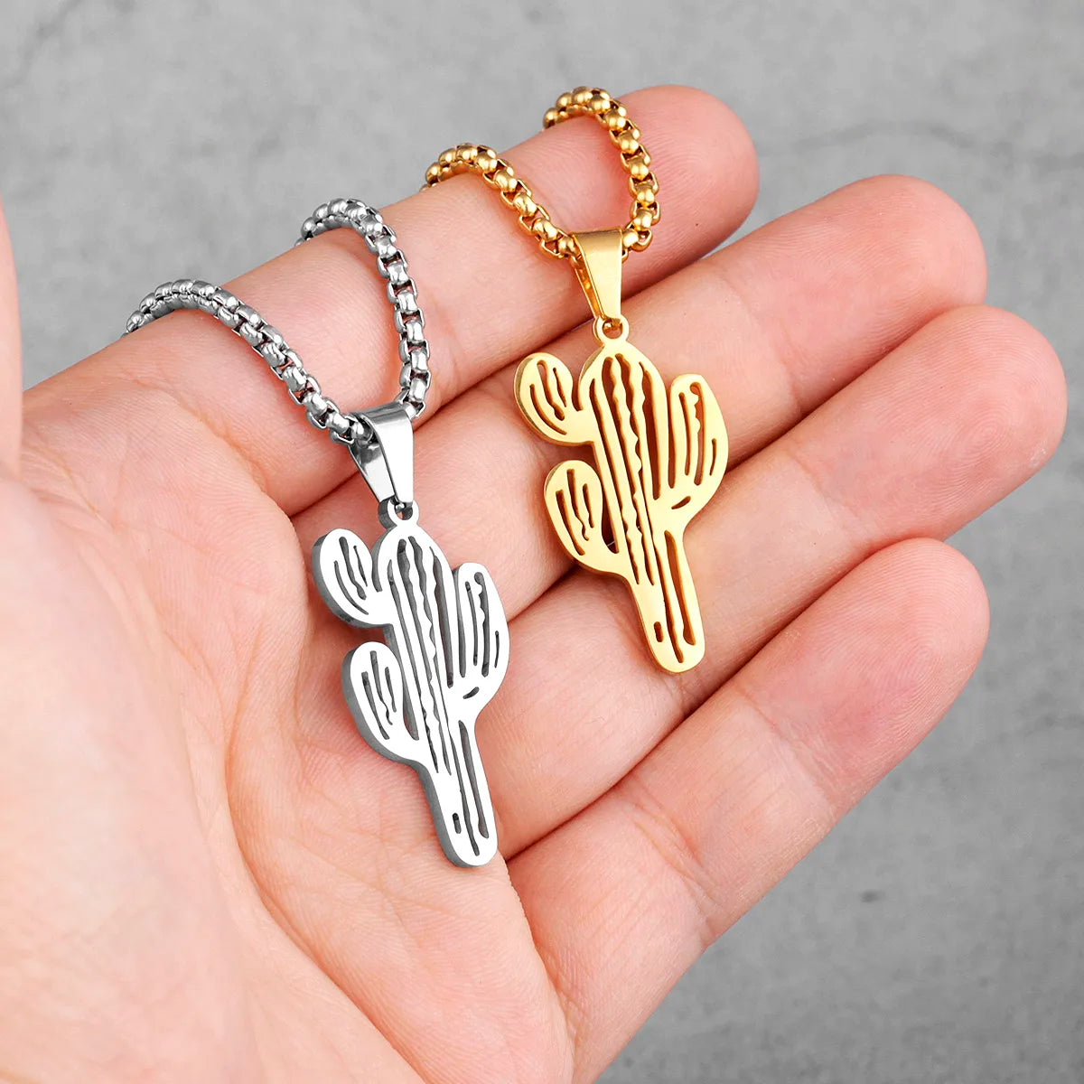 Trendy Cactus INS Style Stainless Steel Men Women Necklaces Pendants Chain for Boy Girlfriend Jewelry Creativity Gift Wholesale