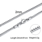 1/2/3mm Box Chain Necklaces for Men Women,Delicate Square Stainless Steel Chains Links Collars,Jewelry Gift 18To24 Inch