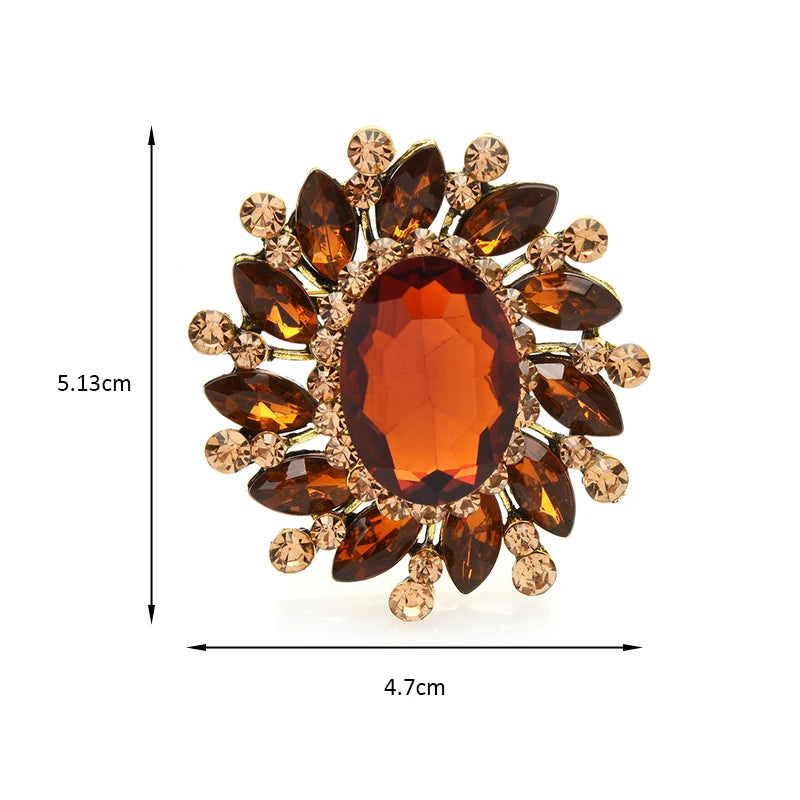 PENDRA Floracircle Crystal Round Flower Brooch