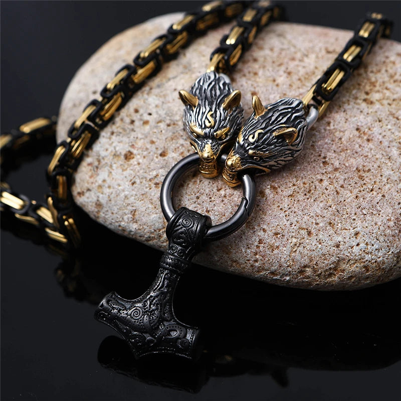PENDRA Wolf Rune Steel Necklace