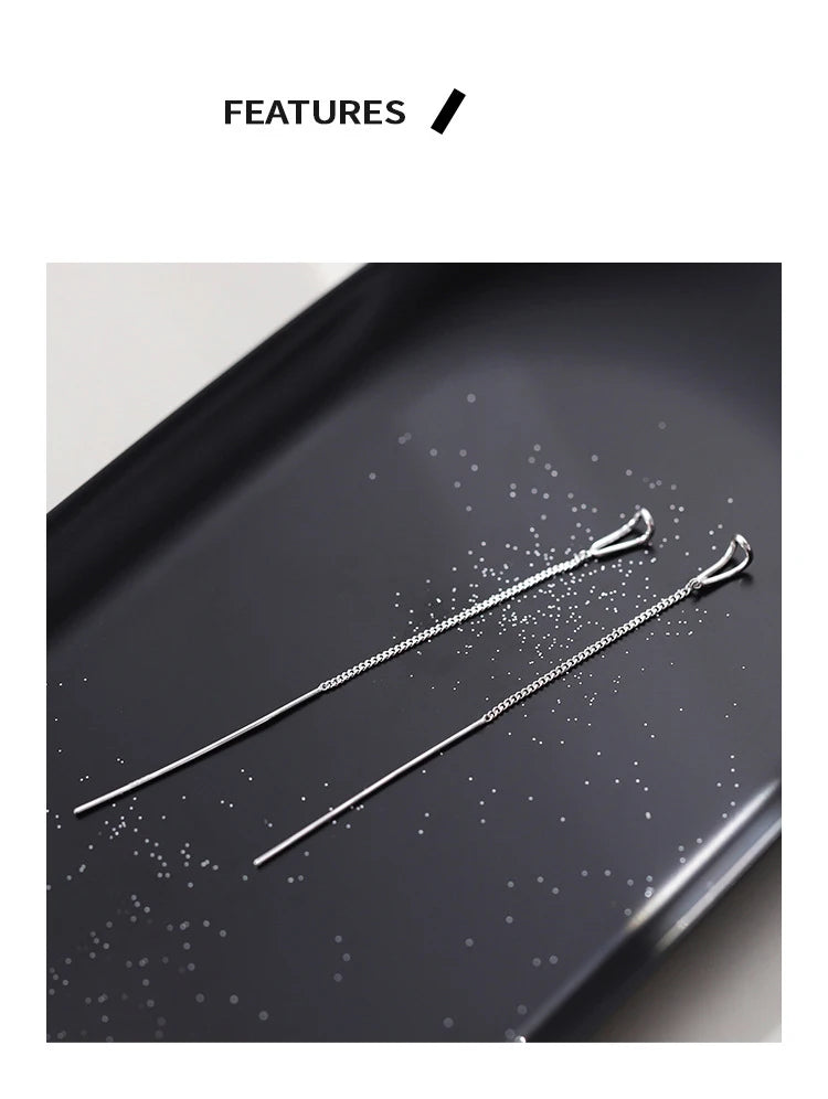 PENDRA Silver Tassel Chain Earrings