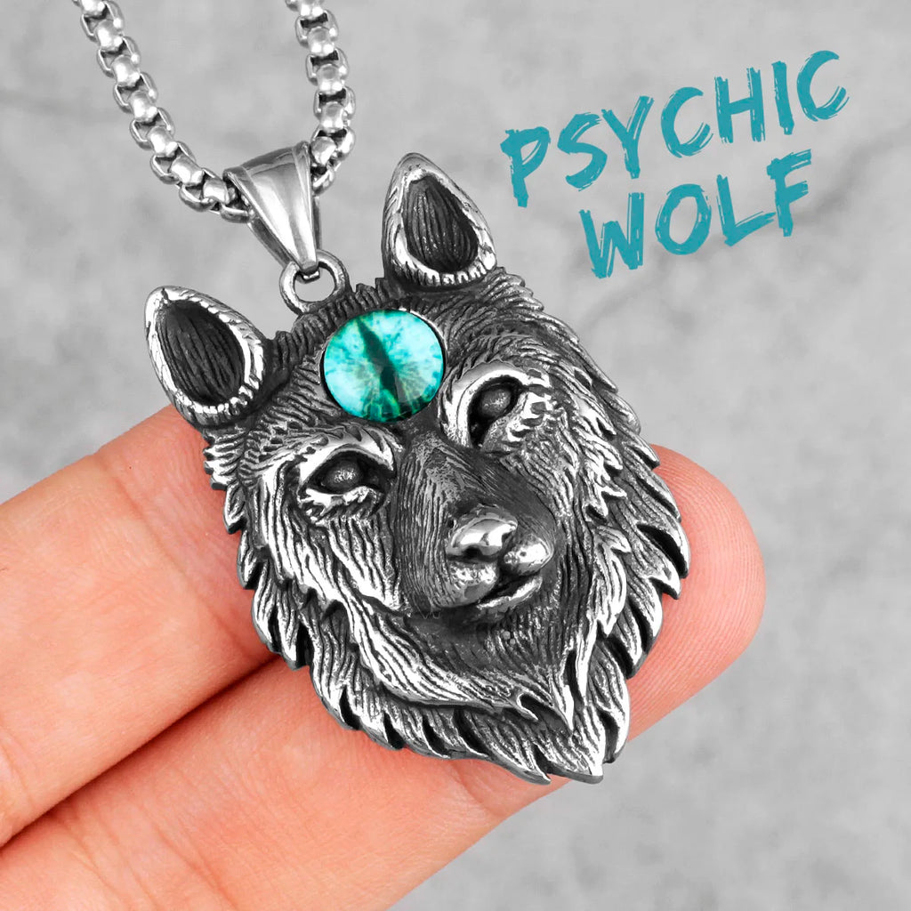 Animal Wolf Red Blue Eye Stainless Steel Men Necklaces Pendants Chain Cool for Boyfriend Male Jewelry Creativity Gift Wholesale