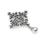 PENDRA Royal Cross Vintage Crystal Pearl Brooch