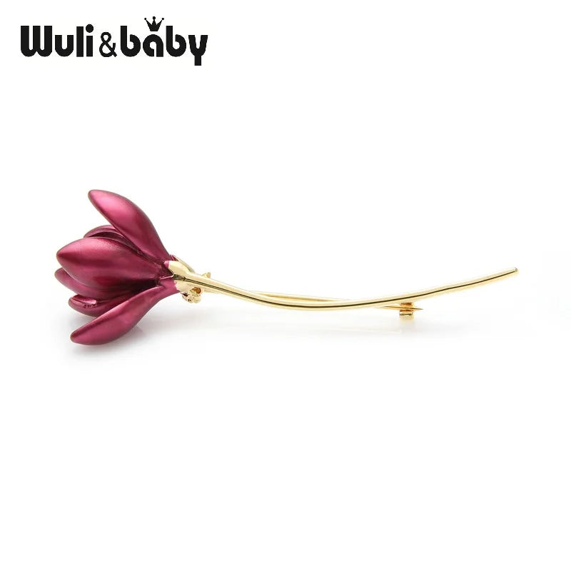 PENDRA Magnolia Hot Pink Enamel Lotus Flower Brooch