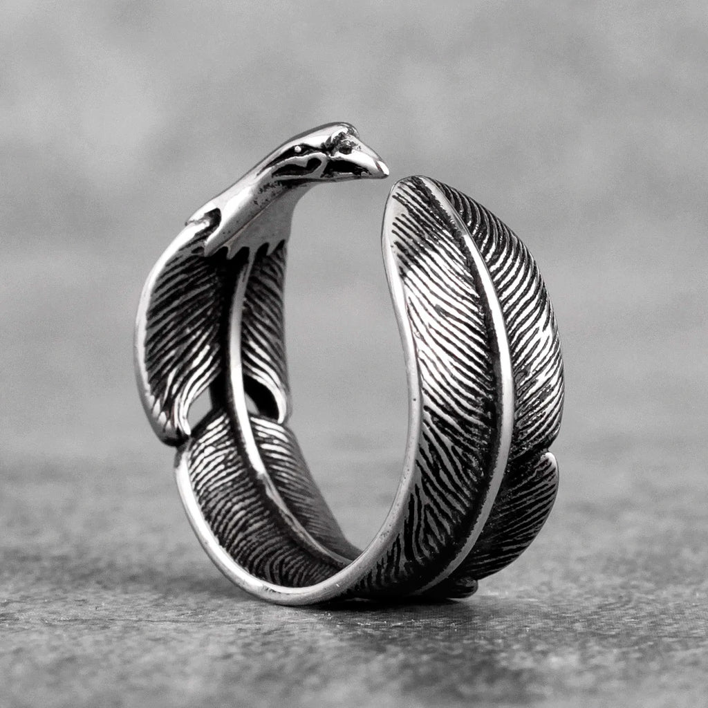 PENDRA Indian Eagle Feathers Steel Ring